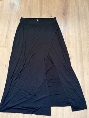 Charlotte Russe Black Wrap-Front Maxi Skirt